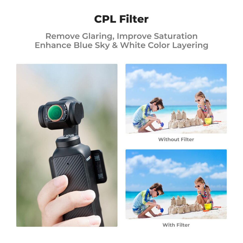 Комплект светофильтров K&F Concept CPL + Black Mist 1/4 + ND2-32 для DJI Osmo Pocket 3/4 (3шт) Комплект светофильтров K&F Concept CPL + Black Mist 1/4 + ND2-32 для DJI Osmo Pocket 3/4 (3шт)