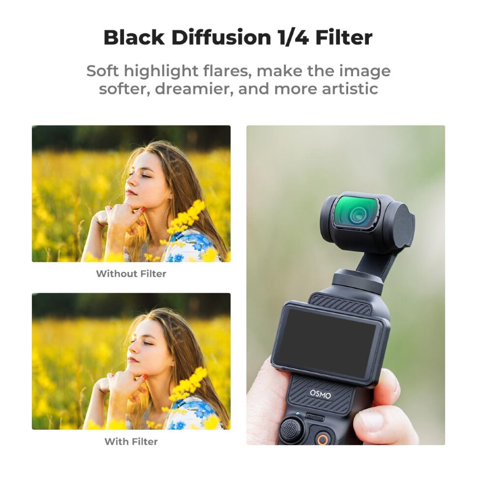 Комплект светофильтров K&F Concept CPL + Black Mist 1/4 + ND2-32 для DJI Osmo Pocket 3/4 (3шт) Комплект светофильтров K&F Concept CPL + Black Mist 1/4 + ND2-32 для DJI Osmo Pocket 3/4 (3шт)