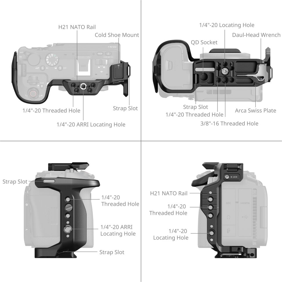 Клетка SmallRig 6372 HawkLock QR для Canon EOS R6 V Клетка SmallRig 6372 HawkLock QR для Canon EOS R6 V