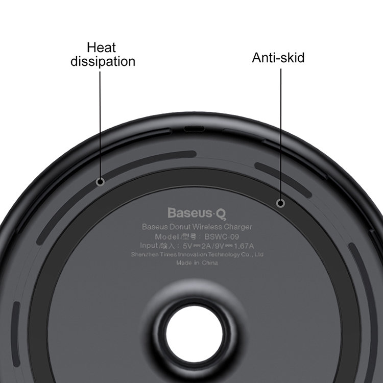 Быстрая беспроводная зарядка Baseus Donut Wireless Charger 15W Черная Быстрая беспроводная зарядка Baseus Donut Wireless Charger 15W Черная