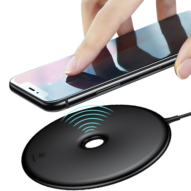 Быстрая беспроводная зарядка Baseus Donut Wireless Charger 15W Черная Быстрая беспроводная зарядка Baseus Donut Wireless Charger 15W Черная
