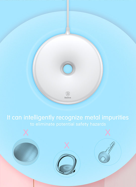 Быстрая беспроводная зарядка Baseus Donut Wireless Charger 15W Черная Быстрая беспроводная зарядка Baseus Donut Wireless Charger 15W Черная