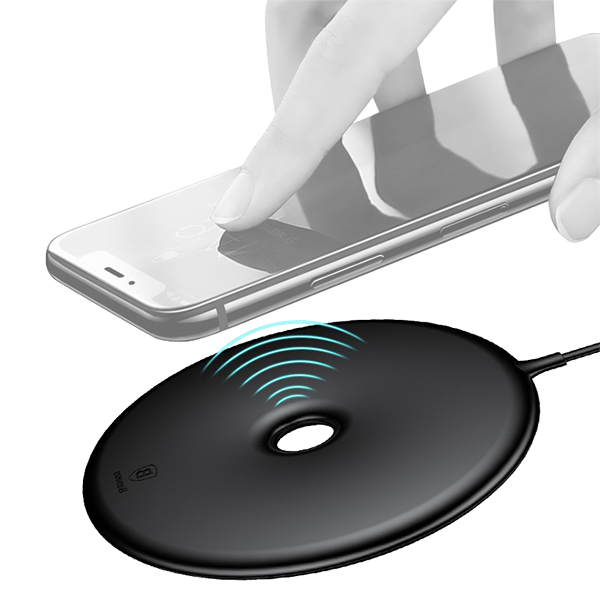 Быстрая беспроводная зарядка Baseus Donut Wireless Charger 15W Черная Быстрая беспроводная зарядка Baseus Donut Wireless Charger 15W Черная