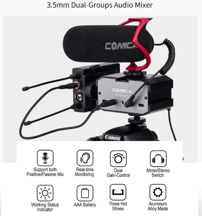 Микшер двуканальный CoMica CVM-AX1 3.5mm Микшер двуканальный CoMica CVM-AX1 3.5mm