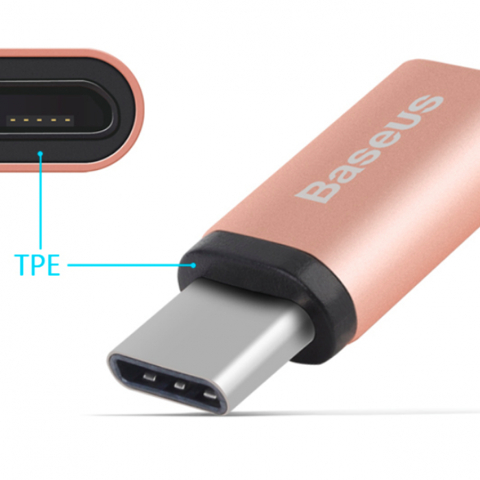 Переходник Baseus Sharp micro USB - Type-C Розовое золото Переходник Baseus Sharp micro USB - Type-C Розовое золото