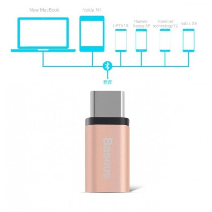 Переходник Baseus Sharp micro USB - Type-C Розовое золото Переходник Baseus Sharp micro USB - Type-C Розовое золото
