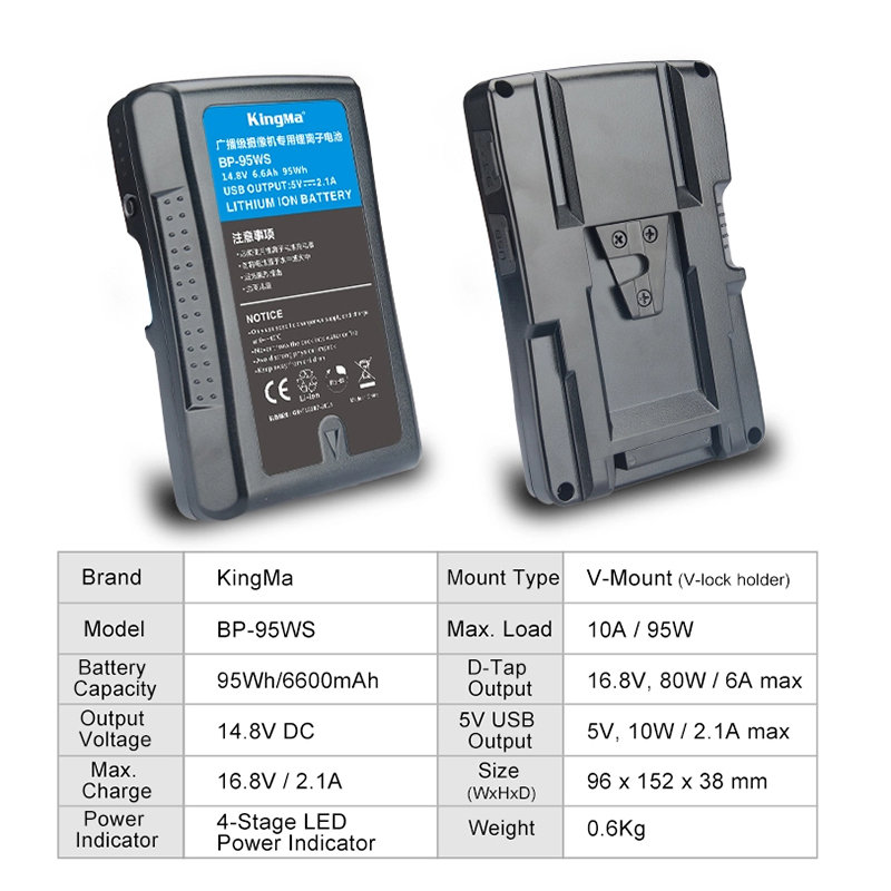 Аккумулятор KingMa BP-95WS V-Mount 95Wh Аккумулятор KingMa BP-95WS V-Mount 95Wh