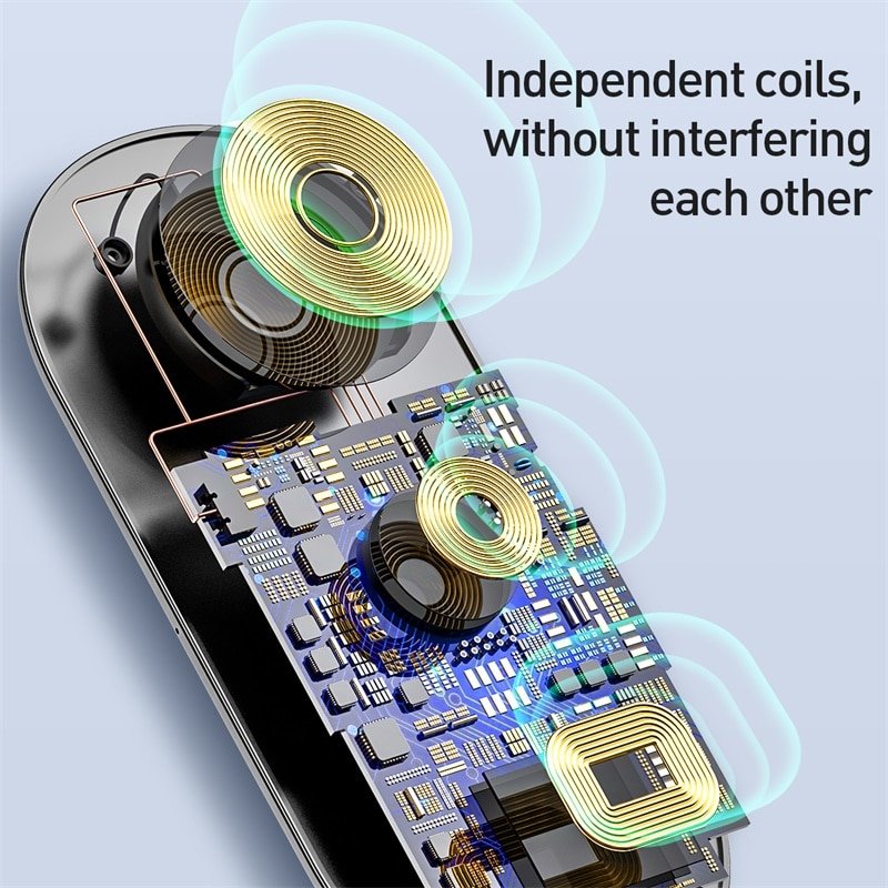 Беспроводная зарядка Baseus Smart 3in1 Phone+Watch+Pods (18W MAX) Чёрная Беспроводная зарядка Baseus Smart 3in1 Phone+Watch+Pods (18W MAX) Чёрная