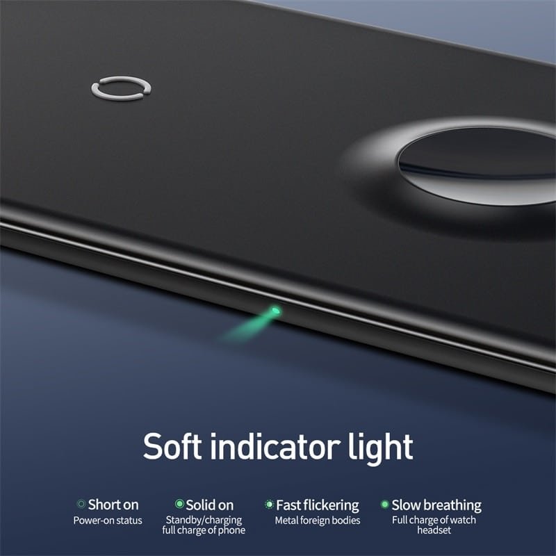 Беспроводная зарядка Baseus Smart 3in1 Phone+Watch+Pods (18W MAX) Белая Беспроводная зарядка Baseus Smart 3in1 Phone+Watch+Pods (18W MAX) Белая