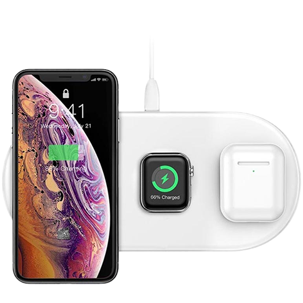 Беспроводная зарядка Baseus Smart 3in1 Phone+Watch+Pods (18W MAX) Белая
