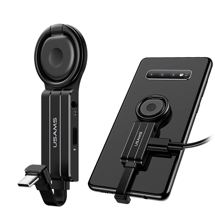 Переходник с кольцом USAMS AU11 Type-C - mini Jack 3.5мм QC+PD