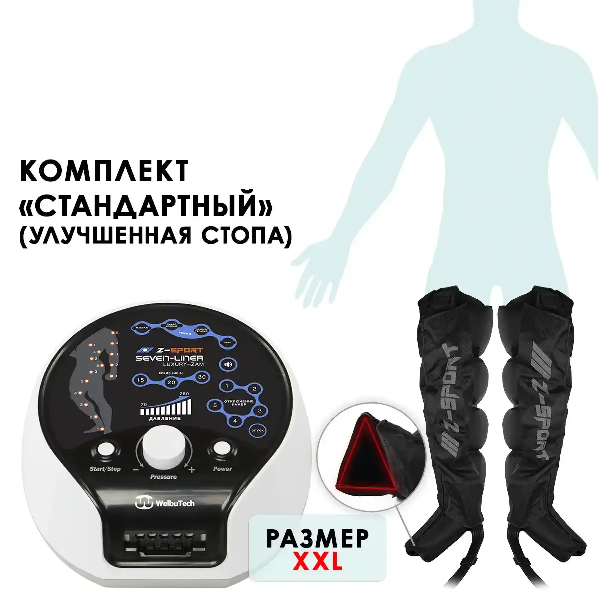 Аппарат для лимфодренажа WelbuTech Zam Luxury Z-Sport – Стандартный комплект, размер XXL, (РУ)